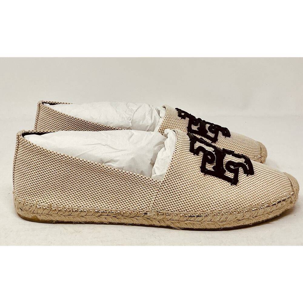 Tory Burch Espadrilles Ines Canvas Natural Beige/Black NIB Size 11 - Picture 6 of 10